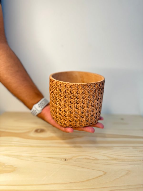 Brown Mesh Texture Cement Pot - Planter - Image 3