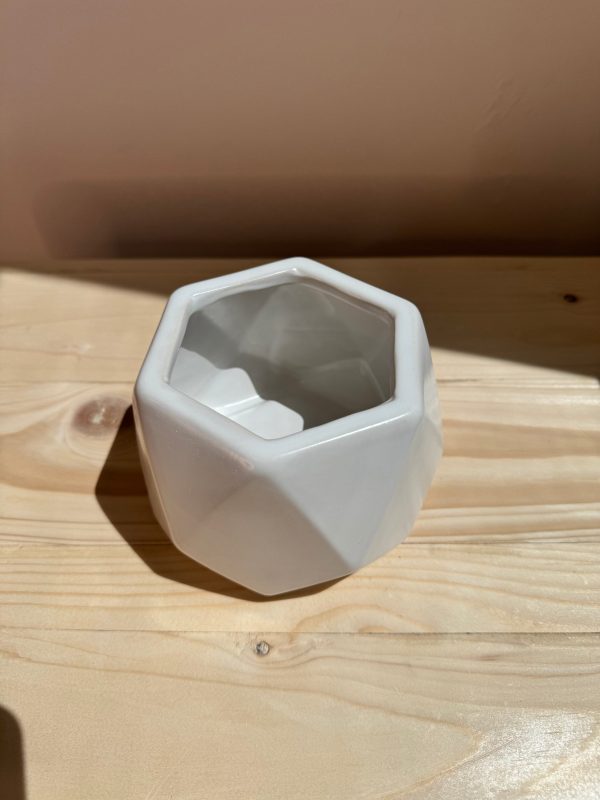 White Hexagon Ceramic Pot - Planter - Image 2